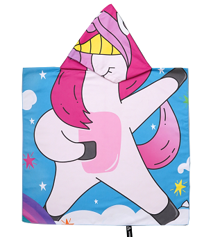 Toalla tipo poncho para niños - diseño unicornio