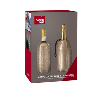 Enfriador Activo De Vino-Champagne Vacu Vin 2 Pcs Platino