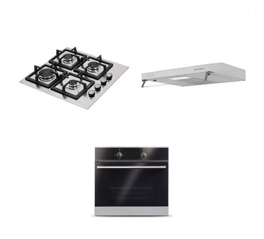 Combo Cocina A Gas Challenger Sq6759 4 Quemadores Incluye Horno He2750 Y Campana Extractora Cx4300 Color Negro Con Gris