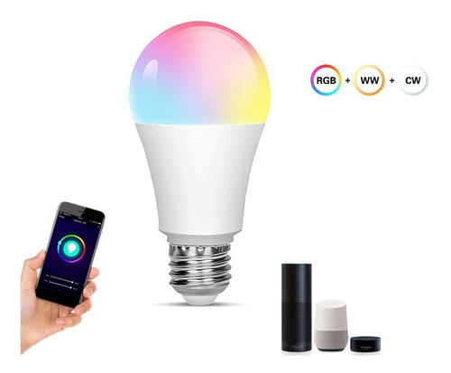 Foco Inteligente Wifi Lled Rgb+Cw 9W Compatible Con Google Y Con Alexa