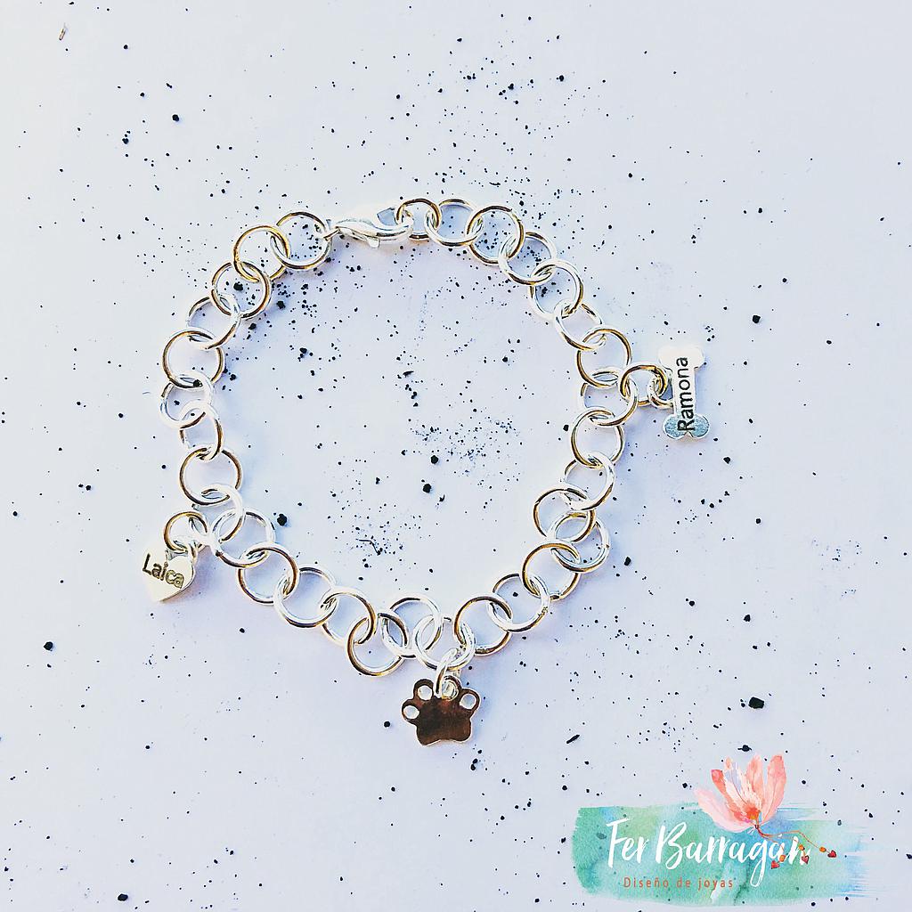 Pulsera Pata De Perro, Corazón Y Hueso