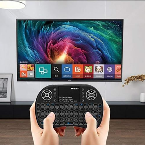 Mini Teclado Qwerty Inalámbrico Retroiluminado Con Pad Para Smart Tv Box Pro Pc