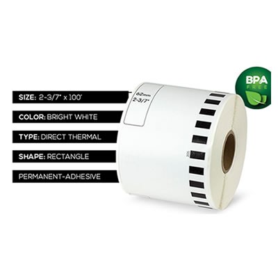 Rollo Papel Térmico Adhesivo Brother Dk-2205 Cinta Etiqueta