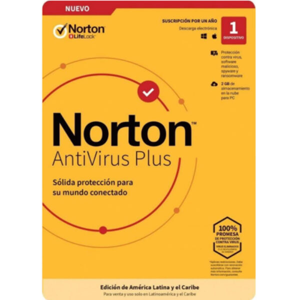 Norton Antivirus Plus – 1 Dispositivo – 2Gb – 1 Año