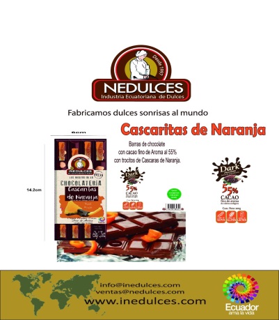 Cascaritas De Naranja Con Chocolate Fino De Aroma En Barritas 50 Gramos 