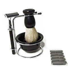 Set Elegante De Afeitar Brocha Y 5 Repuestos