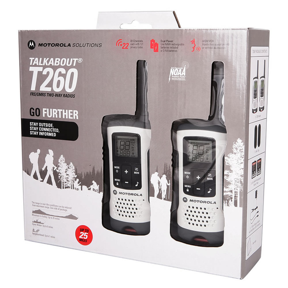Motorola Walkie Talkie Talkabout T260 Kit de 2 Radios