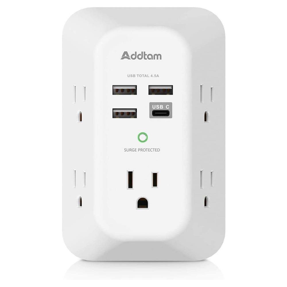 Extensión de Puertos de Corriente 9en1 + cargador USB-C/USB Addtam