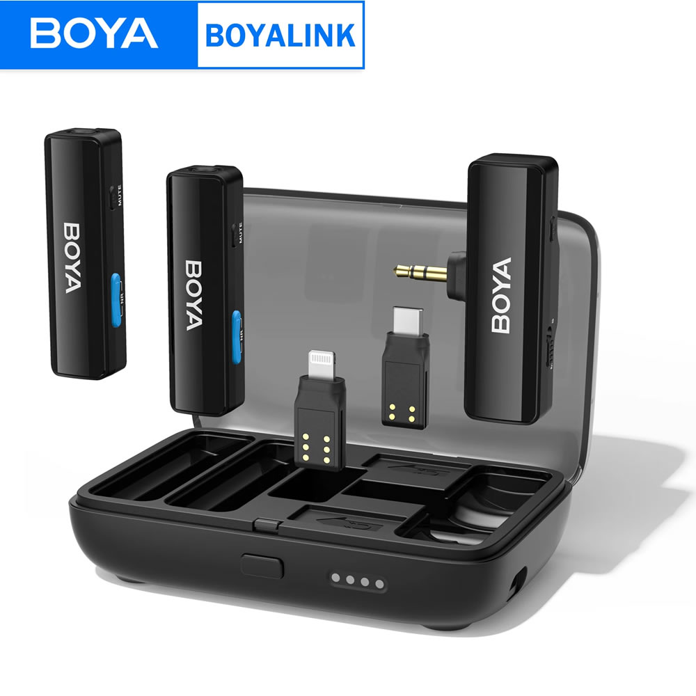Microfonos dobles Boya BoyaLink USB-C + Lightining + 3.5mm TRS NC
