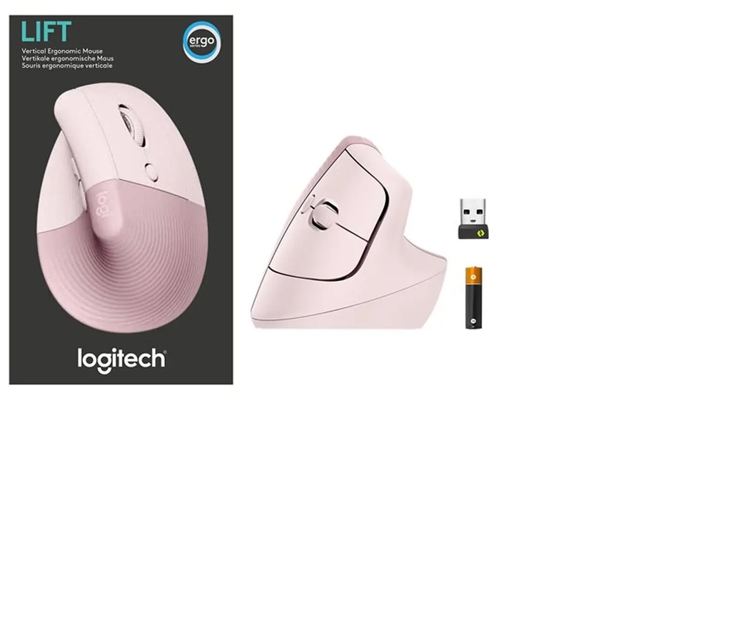 Mouse logitech lift ergonomico color rosa