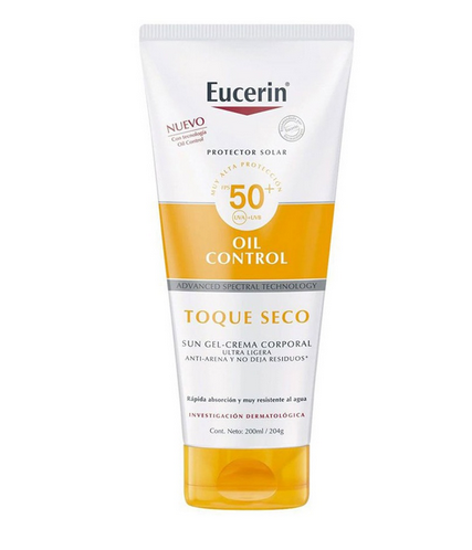 Eucerin Sun Gel Corporal Oil Control SPF 50+ Toque Seco de 200 ml