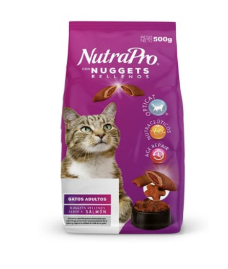 Alimento NUTRAPRO GATO ADULTO NUGGET DE SALMÓN 2kg