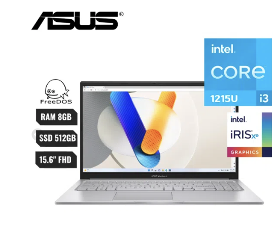 Laptop Asus X1504za-nj1153 Intel Core I3-1215u Ram 8gb Ssd 512gb 15.6 Fhd No Os EspaÑol Silver Incluye Mochila Y Mouse