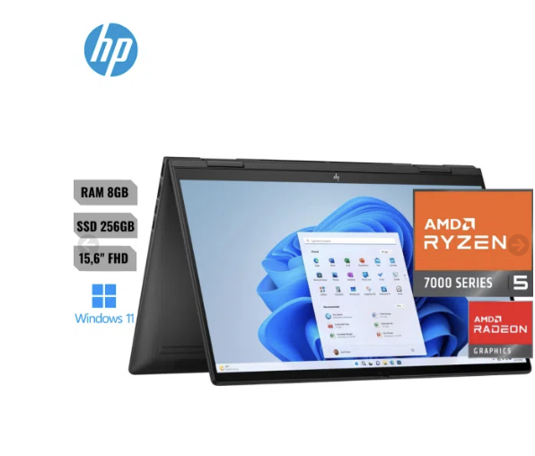 Laptop Hp Envy X360 15-fh0013 2-in-1 360° Amd Ryzen 5 7530u (7th) 256gb Ssd Ram 8gb 15.6″ (1920×1080)