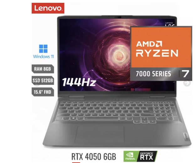Laptop Lenovo Legion Loq 15aph8 Amd Ryzen 7 7840hs (7th) Ram 8gb Ssd 512gb 15.6” (1920×1080)