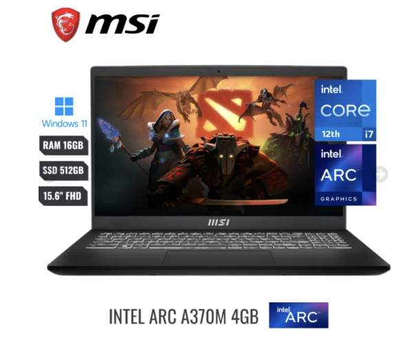Laptop Msi Modern Gaming Intel Core I7 1255u (12va) Ram 16gb Ssd 512gb Pcie 15.6 Fhd