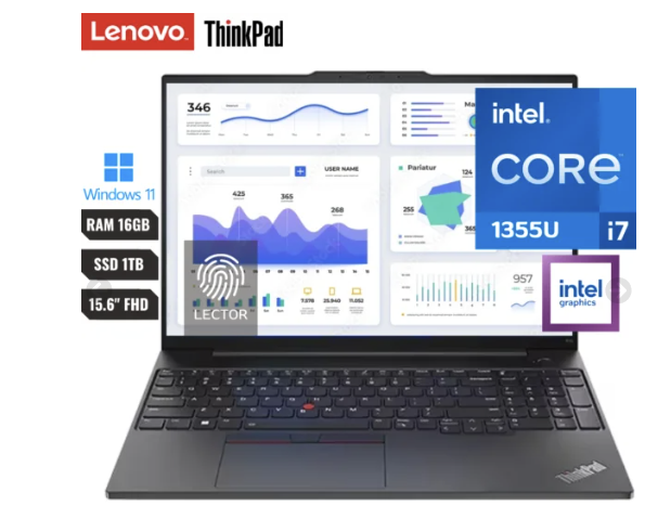 Laptop Lenovo Thinkpad E16 Gen 1 Intel Core I7 1355u (13va) Ram 16gb (hasta 32gb) Ssd 1tb Pcie 16”