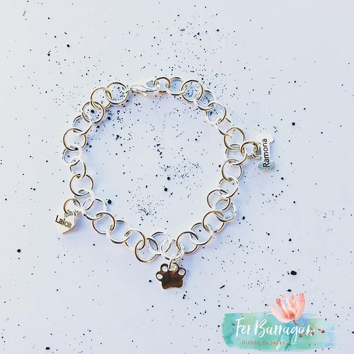 [mi_ferbarraganjoyas_40035] Pulsera Pata De Perro, Corazón Y Hueso