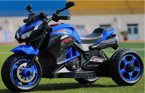 [usa_moto4] Moto Clasica A Batería De 3 Llantas. Color Azul