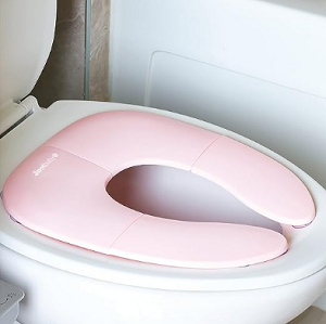 [usa_asientoplegablerosado] Asiento de baño plegable para viaje para niños - ventosas antideslizantes - color rosado - Jool Baby