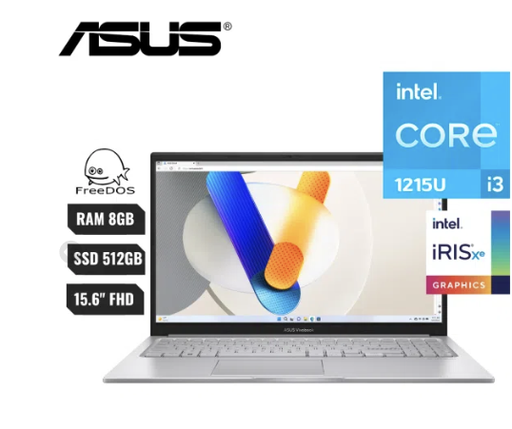 [008313] Laptop Asus X1504za-nj1153 Intel Core I3-1215u Ram 8gb Ssd 512gb 15.6 Fhd No Os EspaÑol Silver Incluye Mochila Y Mouse