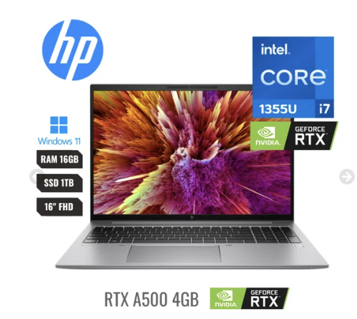 [860Y3LA#ABM] Laptop Hp Portatil Zbook Firefly Core I7 1355u 16gbddr5 1tbssd Rtxa500 4gb 16 Wuxga W11pro 1/1/0