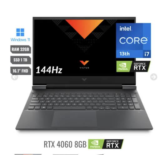 [007070] Laptop Hp Victus 16-r0073cl Intel Core I7 13700hx (13va) Ram 32gb Ddr5 4800mhz Ram 1tb