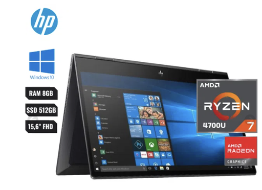 [008144] Laptop Hp Envy X360 15-ds1083 2-in-1 360° Ryzen 7 4700u (4th) 512gb Ssd 8gb 15.6″ (1920×1080)